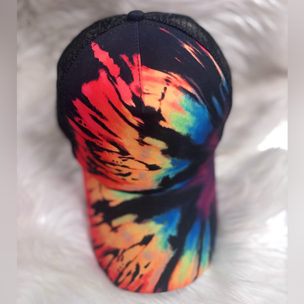 Vibrant Woman’s Tie-Dye Cap with Ponytail Hole NWOT
